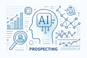 Ilustração de IA aplicando prospecção a dados de leads