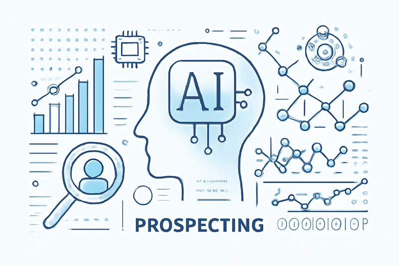 Ilustração de IA aplicando prospecção a dados de leads