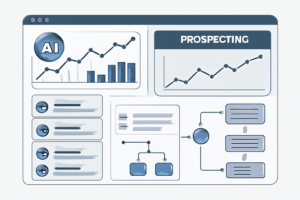 Ilustracao de prospeccao com IA interface grafico