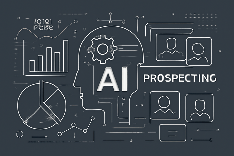 Ilustração de IA na prospecção com dados e contatos
