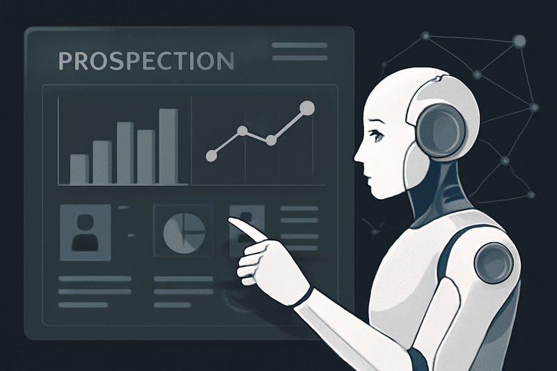 IA de prospecção: gráfico e dados em dashboard
