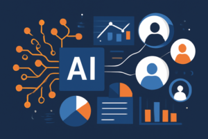Ilustração de IA aplicada à prospecção de vendas com redes neurais e dados