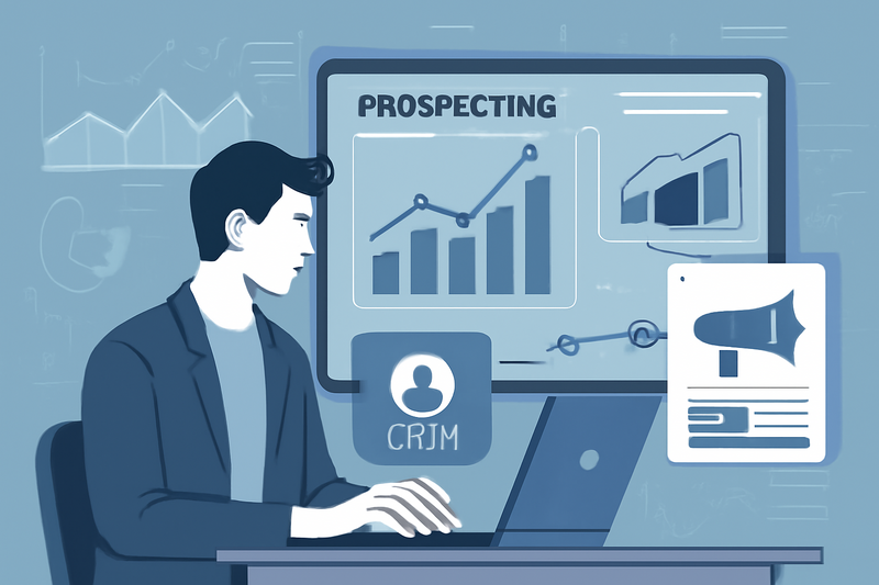 Ilustracao de IA colaborando com prospeccao em funil de vendas