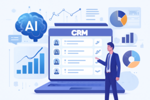 Representação visual de IA na prospeção de leads