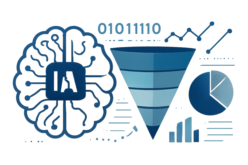 Ilustracao de IA e prospecção de clientes no funil de vendas
