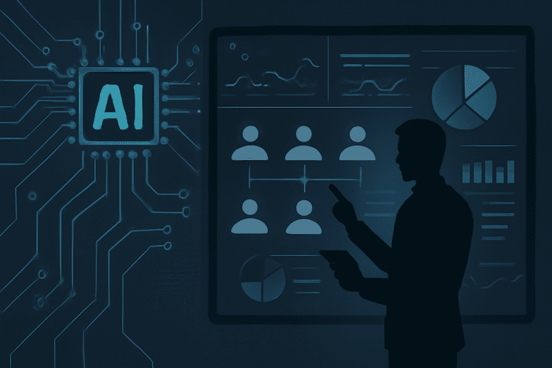 Ilustracao de IA aplicada a prospeccao de clientes com dados