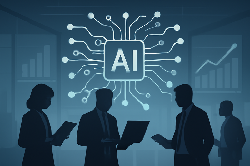 Ilustração de IA na prospecção de vendas com gráficos