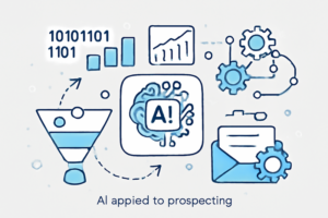 Ilustracao de IA aplicada a prospecção com funil de vendas