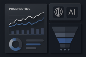 Ilustracao de IA aplicando prospeccao ao funil de vendas
