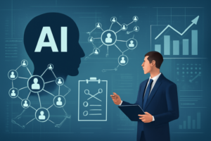 IA de prospecção e funil de vendas com elementos de dados