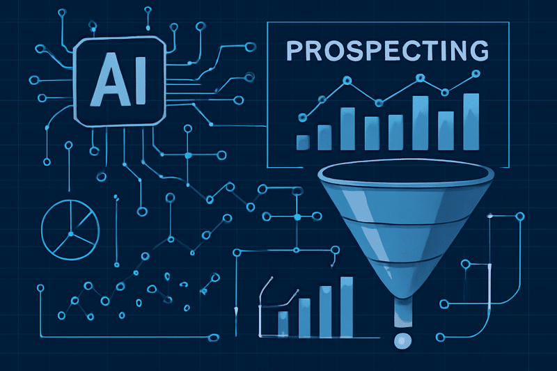 Ilustracao de IA aplicada a prospeccao no funil de vendas