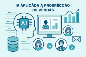 Ilustração de IA na prospecção para vendas com gráfico de scoring