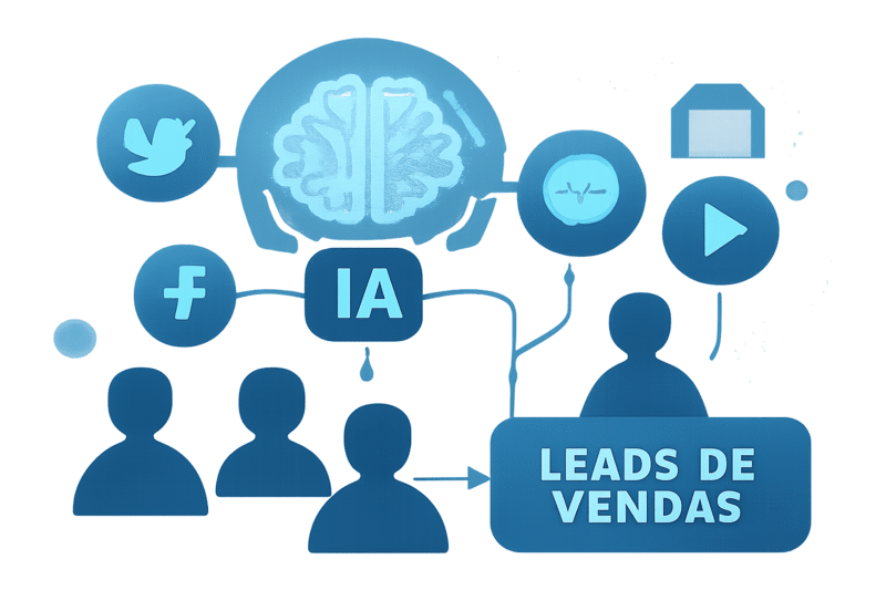 IA de prospeccao imagem conceitual com dados e contatos