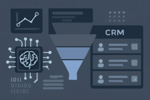 Ilustração de IA aplicando prospecção com gráfico de dados