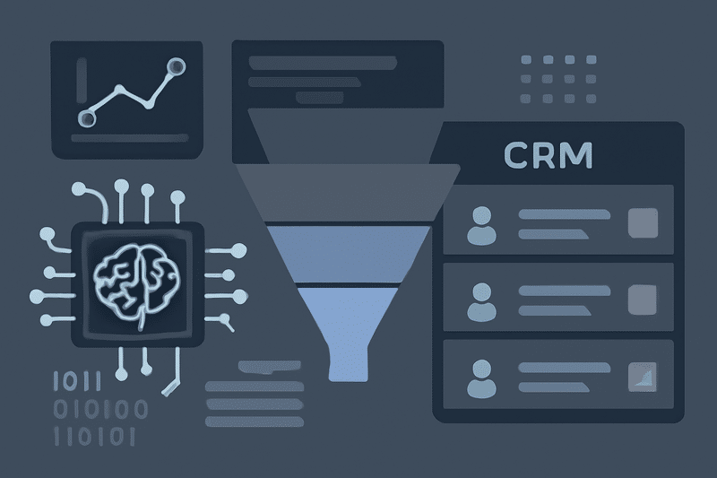 Ilustração de IA aplicando prospecção com gráfico de dados