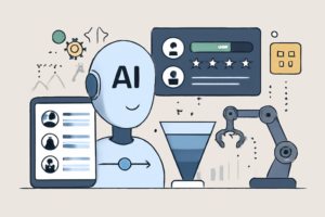 Ilustração conceitual de IA na prospecção de clientes