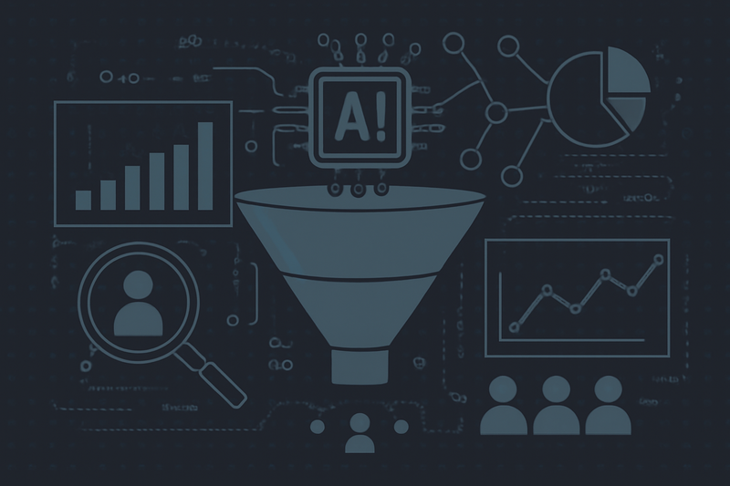 IA de prospecção representada por rede neural conectando leads ao funil de vendas