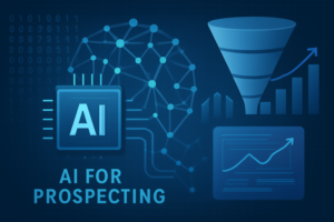 Conceito de IA de prospecção com dados e funil de vendas