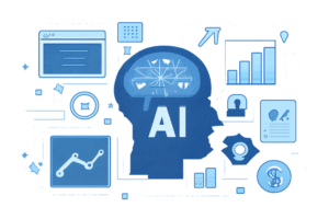 Ilustracao de IA aplicada a prospeccao com elementos de dados