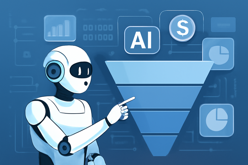 IA aplicada a prospecção de vendas com gráfico de funil