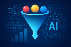 Ilustracao de IA aplicando em funil de vendas