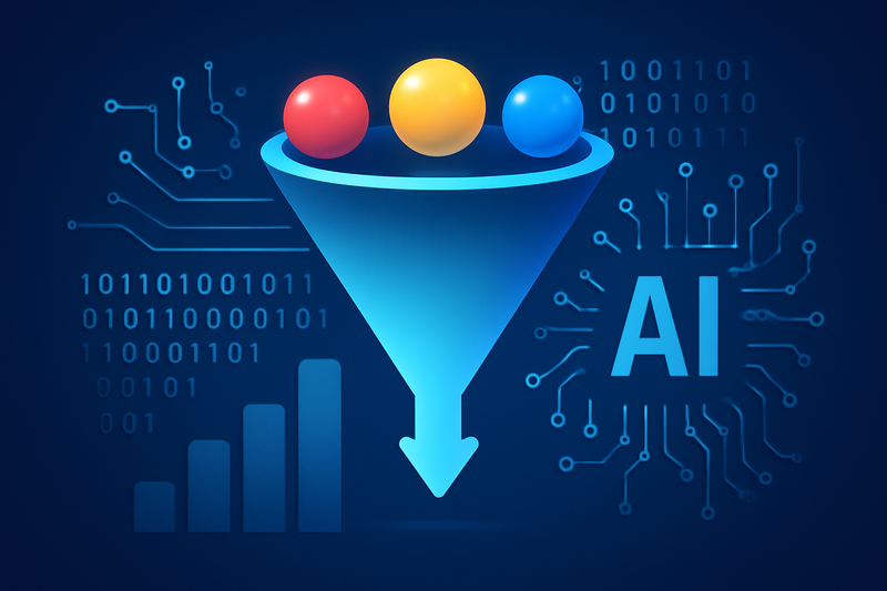 Ilustracao de IA aplicando em funil de vendas