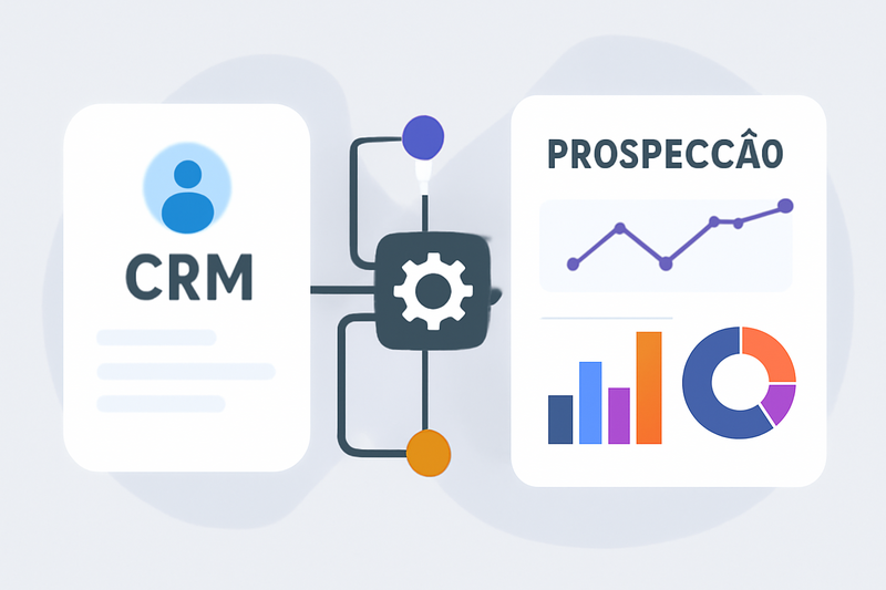 Ilustracao de IA conectando dados de prospecçao a dashboards