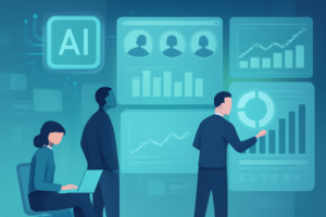 Ilustracao de IA aplicada a prospecção de leads com dashboards