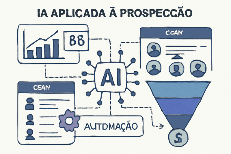 Infografico de IA aplicada a prospecção em funil de vendas