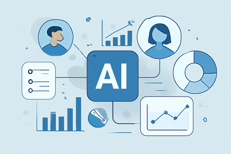 Ilustracao de IA e prospeccao de leads com grafico