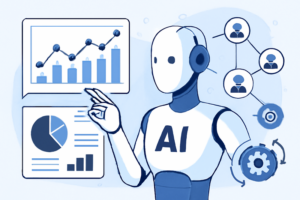Ilustração de IA de prospecção com dados e gráfico