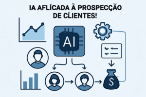 Ilustracao de IA aplicadas a prospecção de clientes com dados e funil
