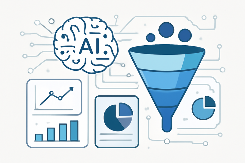 Ilustração de IA aplicando em prospecção e funil de vendas