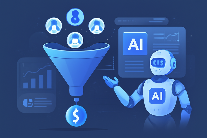 IA aplicando prospecção em funil de vendas com dados