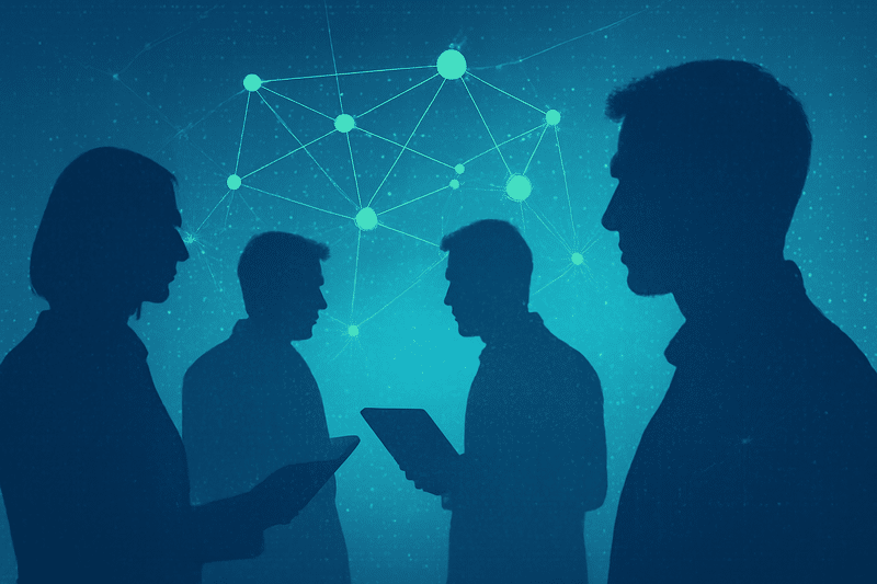 IA de prospecção: imagem conceitual com dados e venda B2B