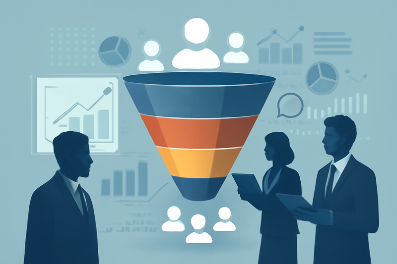 Ilustracao de IA aplicadas a prospeccao de leads e funil de vendas