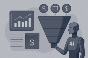 Ilustracao IA prospecção funil de vendas