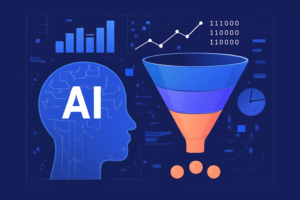 Ilustração de IA aplicada à prospecção e funil de vendas