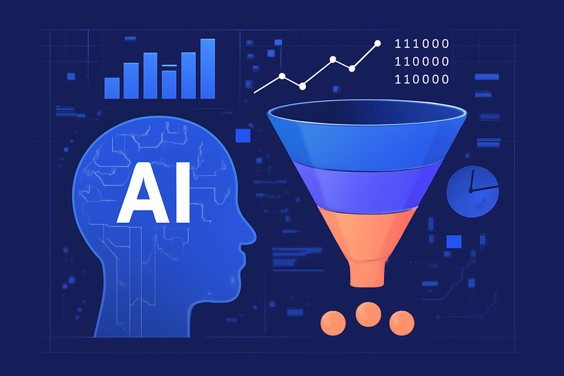 Ilustração de IA aplicada à prospecção e funil de vendas