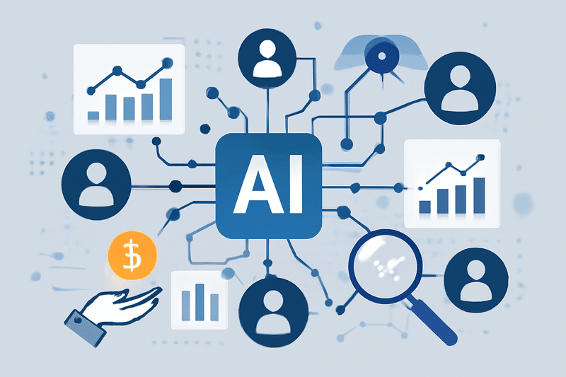 Ilustração de IA aplicada à prospecção em vendas
