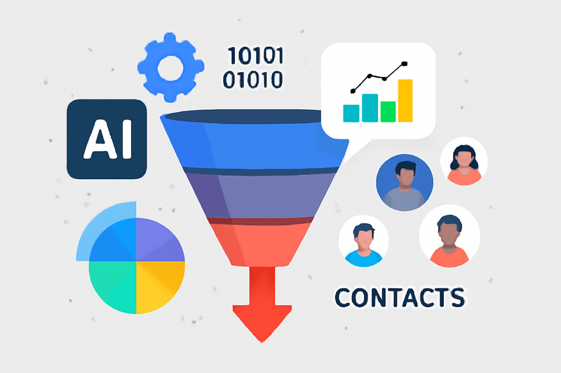 grafico de funil com IA e contatos humanos